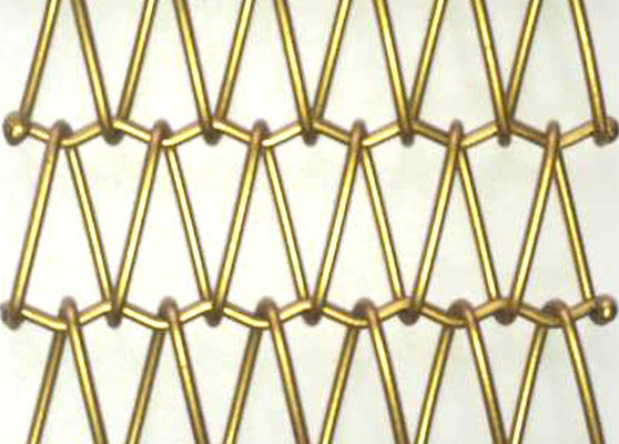 1.5m Gold Metal Mesh Conveyor Belt Anticorrosion Untuk Ruang Pameran