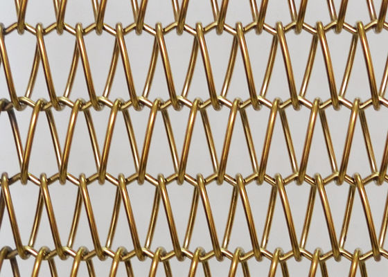 1.5m Gold Metal Mesh Conveyor Belt Anticorrosion Untuk Ruang Pameran