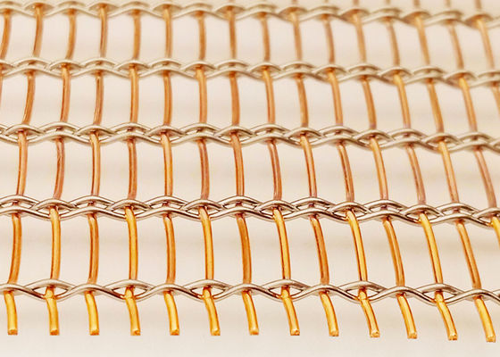 SHUOLONG SS304 Kaca Laminated Wire Mesh Eco Woven Tembaga Dinding Cladding