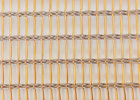 SHUOLONG SS304 Kaca Laminated Wire Mesh Eco Woven Tembaga Dinding Cladding