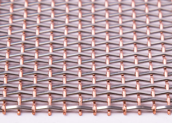 4mm 8m Merah Tembaga Dekoratif Metal Mesh Screen Rigid Metal Anti Impact