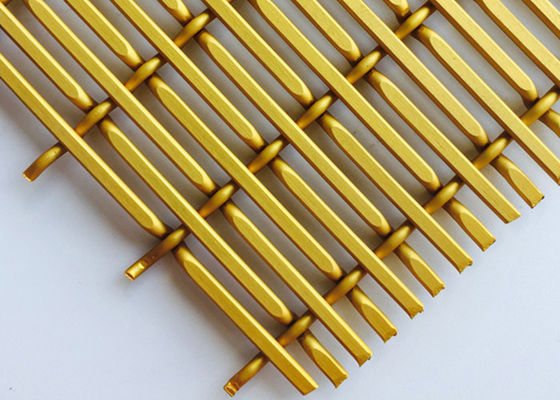 Emas Aluminium Anodized Dekoratif Woven Wire Mesh Sheets XY 6010