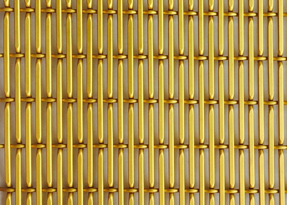 Emas Aluminium Anodized Dekoratif Woven Wire Mesh Sheets XY 6010