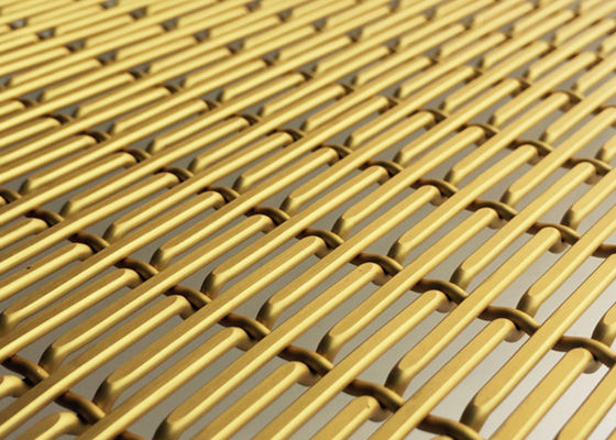 Emas Aluminium Anodized Dekoratif Woven Wire Mesh Sheets XY 6010