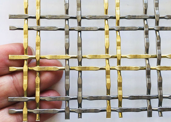 3.3mm 30m Antique Brass Dekoratif Woven Wire Mesh Grilles Untuk Pintu Kabinet