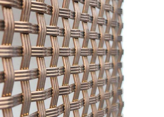 3.75mm SS316L Rose Gold Dekoratif Woven Wire Mesh Wall Cladding