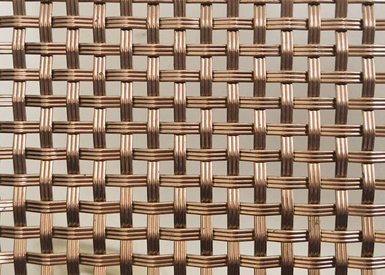 3.75mm SS316L Rose Gold Dekoratif Woven Wire Mesh Wall Cladding