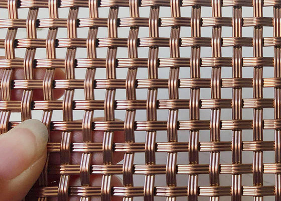 3.75mm SS316L Rose Gold Dekoratif Woven Wire Mesh Wall Cladding