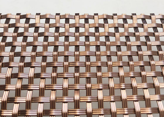 3.75mm SS316L Rose Gold Dekoratif Woven Wire Mesh Wall Cladding