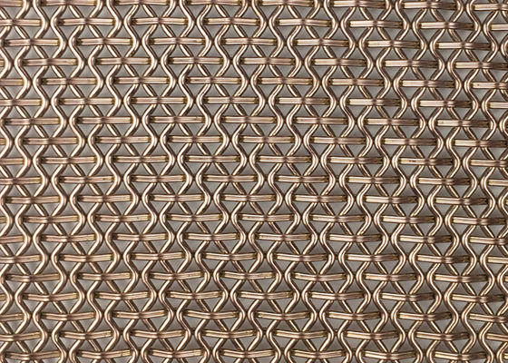Arsitektur PVD Logam Dekoratif Woven Wire Mesh Facade Panel SS410 4.5mm