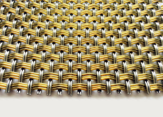 Interior Brass Crimped Decorative Woven Wire Mesh ISO9001 4m Sampai 8m