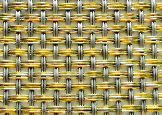 Interior Brass Crimped Decorative Woven Wire Mesh ISO9001 4m Sampai 8m