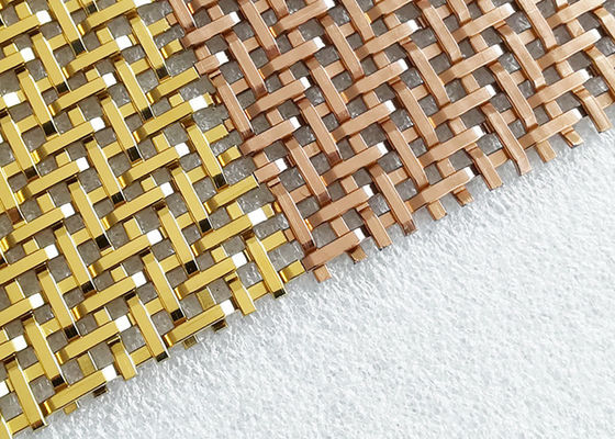 3.6mm PVD Dekoratif Logam Mesh Panel Polos Tenun Stainless Steel