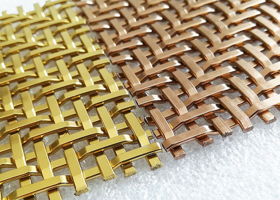 3.6mm PVD Dekoratif Logam Mesh Panel Polos Tenun Stainless Steel