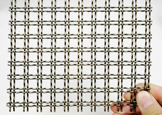 Partisi Berkerut Menenun Wire Mesh Kuningan Antik PVD Panel Mesh Dekoratif