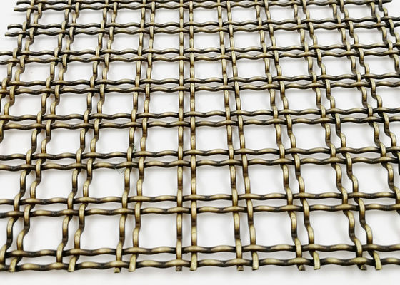 Partisi Berkerut Menenun Wire Mesh Kuningan Antik PVD Panel Mesh Dekoratif