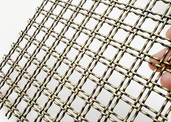 Partisi Berkerut Menenun Wire Mesh Kuningan Antik PVD Panel Mesh Dekoratif