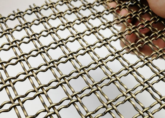 Partisi Berkerut Menenun Wire Mesh Kuningan Antik PVD Panel Mesh Dekoratif