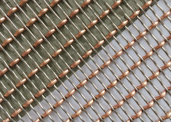 36m Dekoratif Woven Wire Mesh Room Divider 2.5mm Chrome Mesh Grill