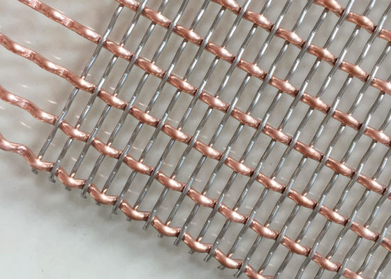 36m Dekoratif Woven Wire Mesh Room Divider 2.5mm Chrome Mesh Grill