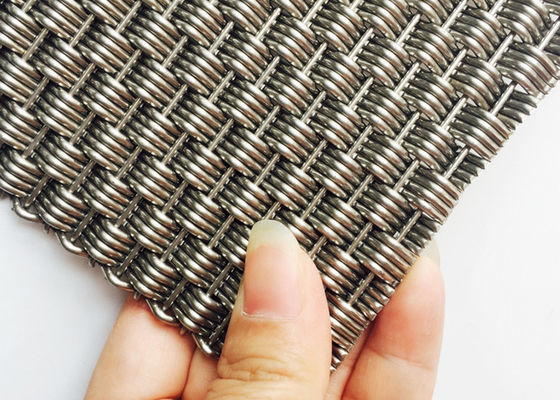Partisi Dekoratif Woven Wire Mesh Panel AISI 316L Warna Alami