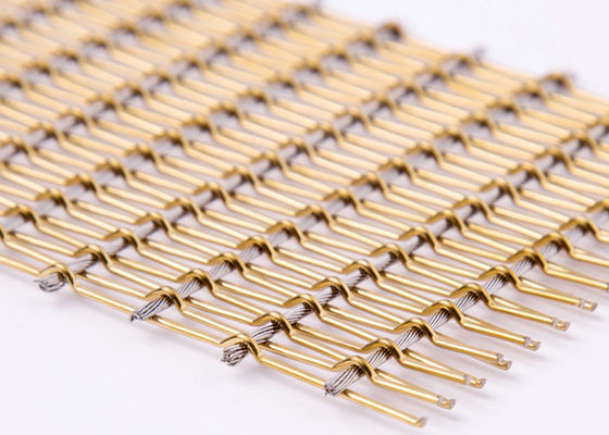 Dekorasi Kaca Laminated Flexible Metal Mesh Fabric 4.5mm SGS Untuk Lift Hall