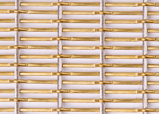 Dekorasi Kaca Laminated Flexible Metal Mesh Fabric 4.5mm SGS Untuk Lift Hall