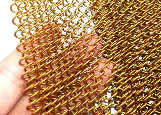 Fleksibel Dekorasi Rumah Metal Coil Drapery Tirai Jala Emas 13ft
