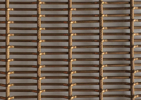 Kuningan Antik SS316 Steel Flexible Metal Mesh Fabric 6mm PVD Penutup Dinding