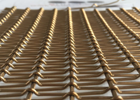 Kuningan Antik SS316 Steel Flexible Metal Mesh Fabric 6mm PVD Penutup Dinding
