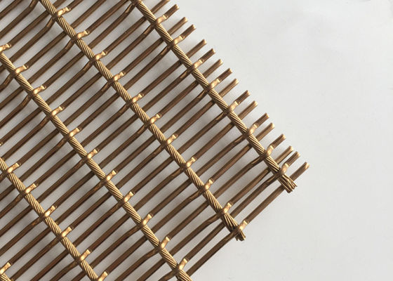 Kuningan Antik SS316 Steel Flexible Metal Mesh Fabric 6mm PVD Penutup Dinding