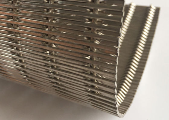 Crimped 9mm 2m Fleksibel Metal Mesh Fabric OEM Elevator Panel Dinding Interior