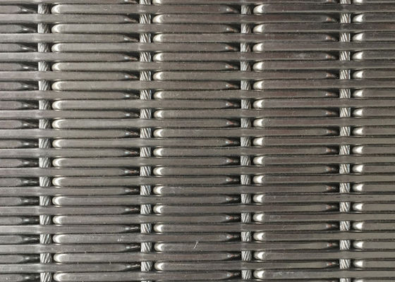 Crimped 9mm 2m Fleksibel Metal Mesh Fabric OEM Elevator Panel Dinding Interior