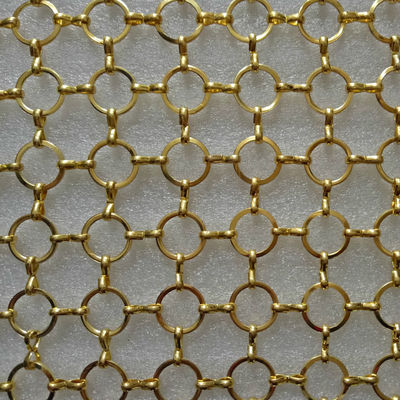 ODM Emas Cincin Logam Mesh Dekoratif Pagar 3.8mm Rantai Mail Mesh