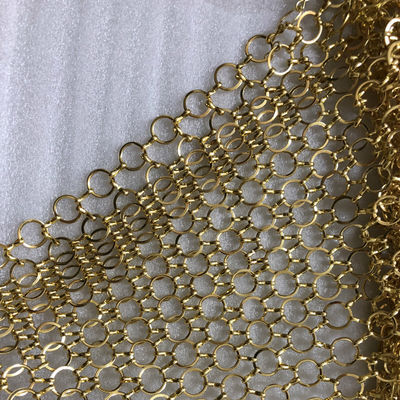 ODM Emas Cincin Logam Mesh Dekoratif Pagar 3.8mm Rantai Mail Mesh