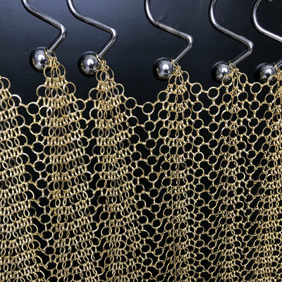 ODM Emas Cincin Logam Mesh Dekoratif Pagar 3.8mm Rantai Mail Mesh