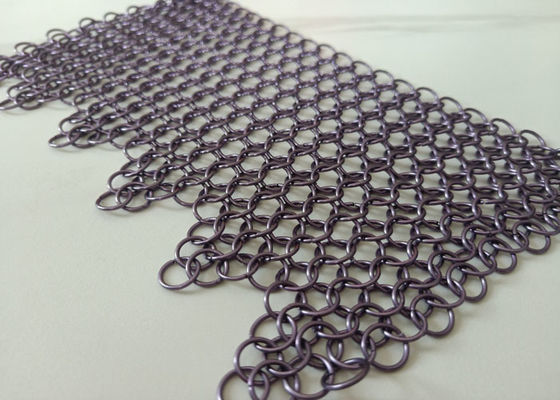 Ungu Dilas Stainless Steel Ring Mesh Curtain Anticorrosion 2.2kg / M2