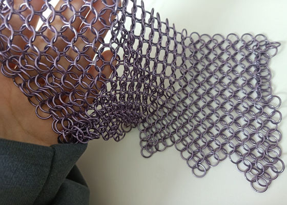 Ungu Dilas Stainless Steel Ring Mesh Curtain Anticorrosion 2.2kg / M2