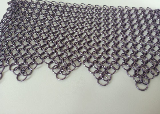 Ungu Dilas Stainless Steel Ring Mesh Curtain Anticorrosion 2.2kg / M2