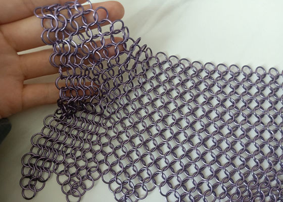 Ungu Dilas Stainless Steel Ring Mesh Curtain Anticorrosion 2.2kg / M2
