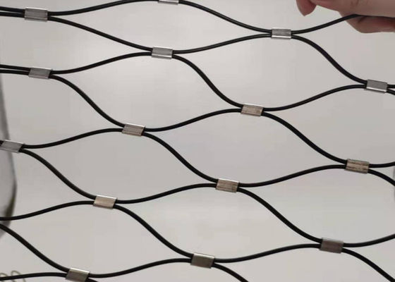7x7 Antifire Hand Woven Mesh Steel Rope Fence 60x60mm Untuk Railing Tangga