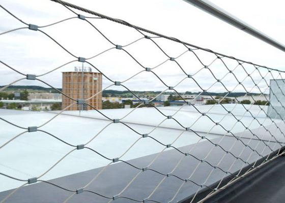 7x7 Antifire Hand Woven Mesh Steel Rope Fence 60x60mm Untuk Railing Tangga