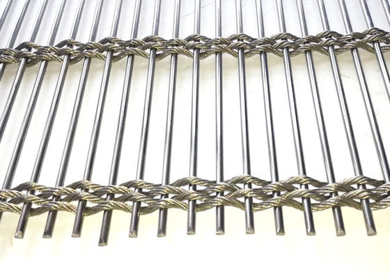 Wire Rope Rod Woven Soft 63% Stainless Steel Architectural Mesh Untuk Fasad Cladding