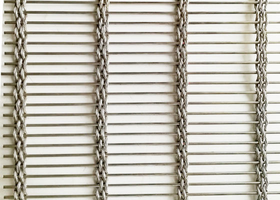 Wire Rope Rod Woven Soft 63% Stainless Steel Architectural Mesh Untuk Fasad Cladding