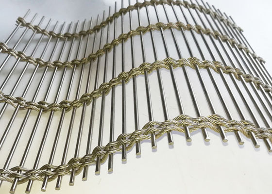 Wire Rope Rod Woven Soft 63% Stainless Steel Architectural Mesh Untuk Fasad Cladding