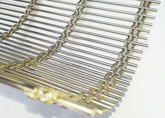 Wire Rope Rod Woven Soft 63% Stainless Steel Architectural Mesh Untuk Fasad Cladding