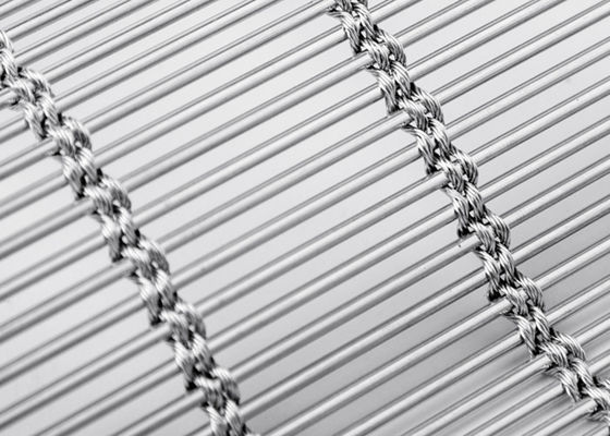 6m X 120m Stainless Steel Arsitektur Tirai Mesh Warna Alami Woven MetalFabric Facade