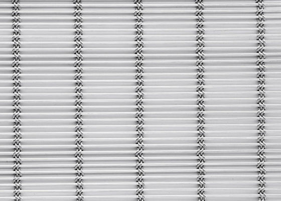 6m X 120m Stainless Steel Arsitektur Tirai Mesh Warna Alami Woven MetalFabric Facade