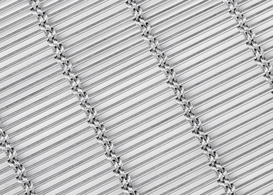 6m X 120m Stainless Steel Arsitektur Tirai Mesh Warna Alami Woven MetalFabric Facade