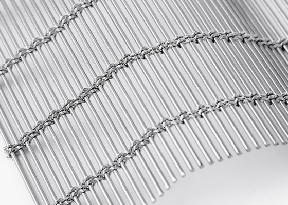 6m X 120m Stainless Steel Arsitektur Tirai Mesh Warna Alami Woven MetalFabric Facade